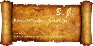Benkóczky Jolán névjegykártya